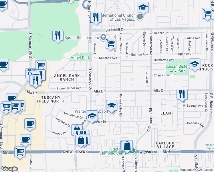 map of restaurants, bars, coffee shops, grocery stores, and more near 8333 Granite Peak Court in Las Vegas