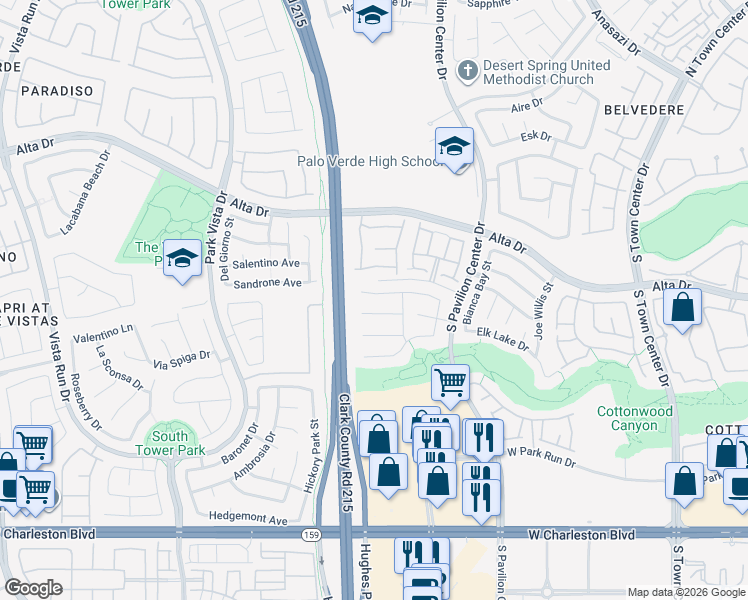 map of restaurants, bars, coffee shops, grocery stores, and more near 11036 Edina Court in Las Vegas