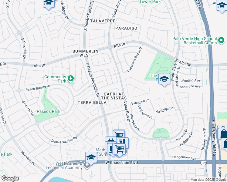 map of restaurants, bars, coffee shops, grocery stores, and more near 11625 Villa Malaparte Avenue in Las Vegas