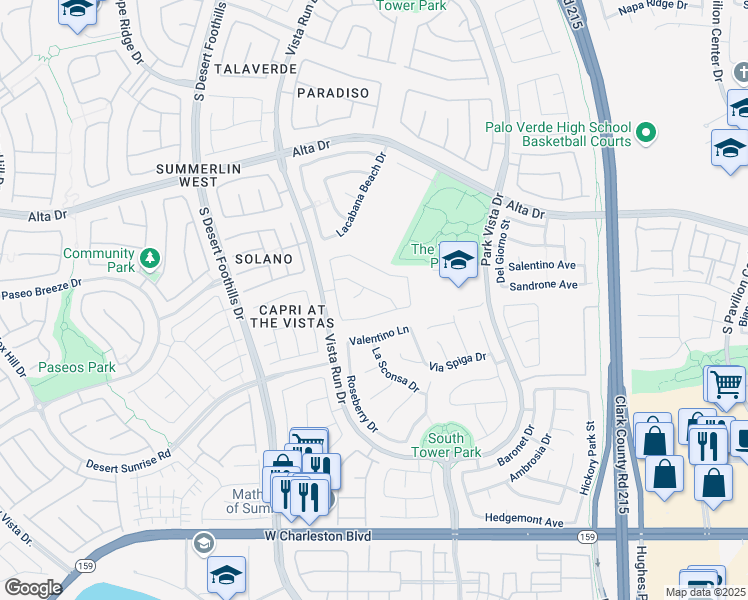 map of restaurants, bars, coffee shops, grocery stores, and more near 11608 Crimson Rose Avenue in Las Vegas