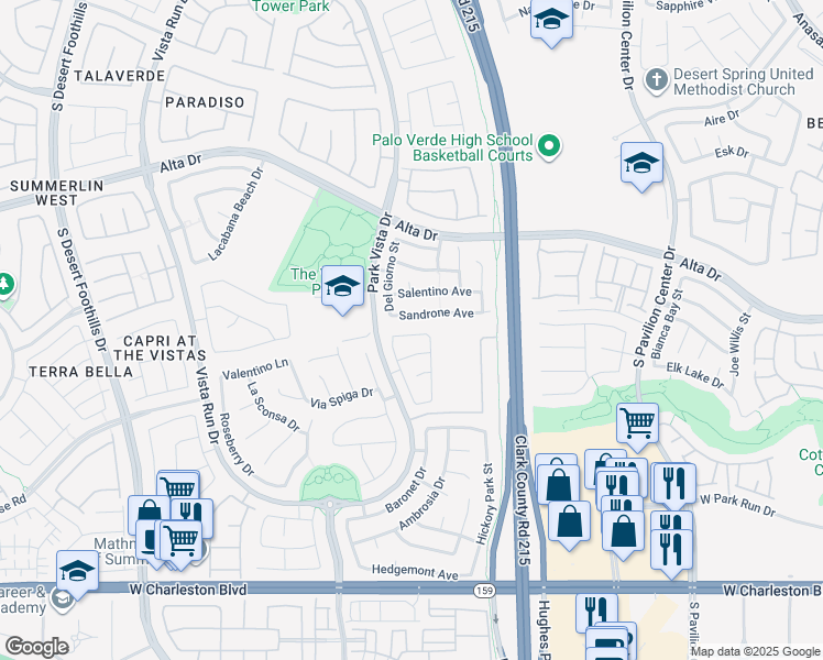 map of restaurants, bars, coffee shops, grocery stores, and more near 11240 Woodland Violet Avenue in Las Vegas