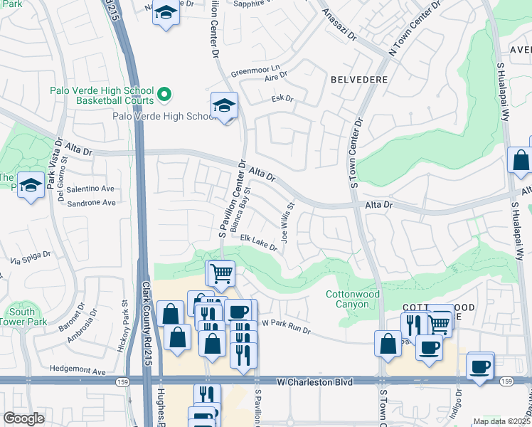 map of restaurants, bars, coffee shops, grocery stores, and more near 10728 Balsam Creek Avenue in Las Vegas
