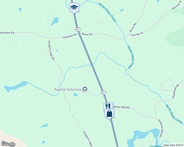 map of restaurants, bars, coffee shops, grocery stores, and more near 5052 U.S. 601 in Yadkinville