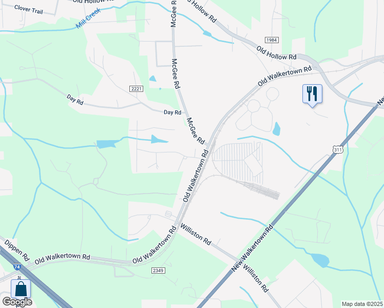 map of restaurants, bars, coffee shops, grocery stores, and more near 4904 Talphin Drive in Walkertown