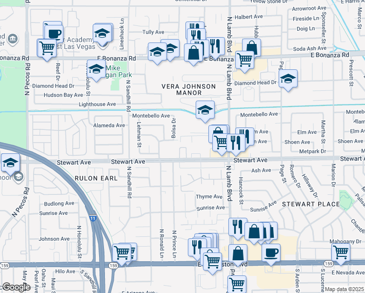 map of restaurants, bars, coffee shops, grocery stores, and more near 465 North Lamb Boulevard in Las Vegas