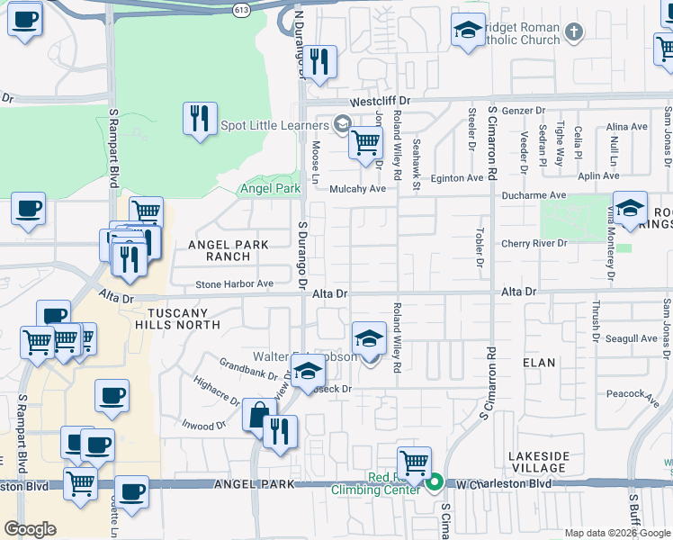 map of restaurants, bars, coffee shops, grocery stores, and more near 8417 Telescope Peak Court in Las Vegas