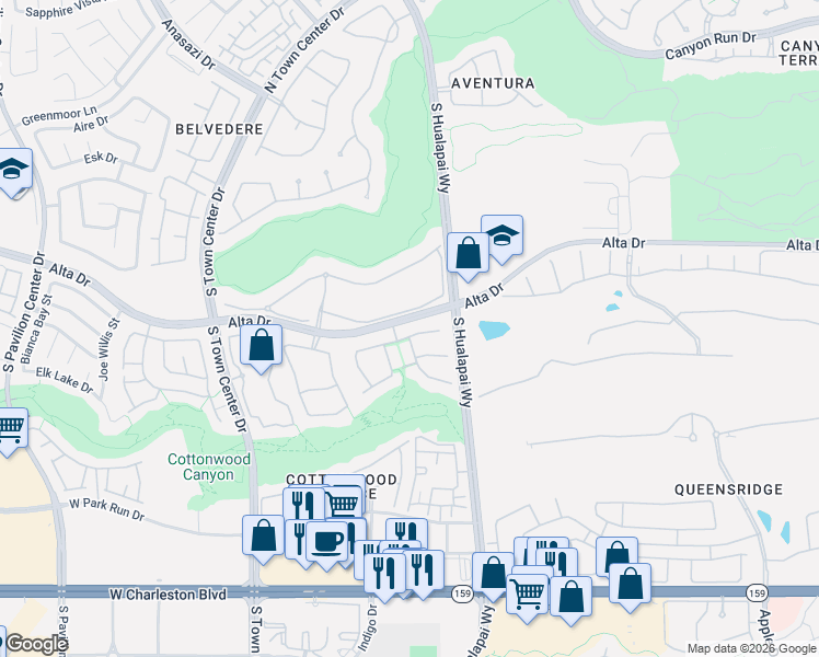 map of restaurants, bars, coffee shops, grocery stores, and more near 10108 Stony Ridge Drive in Las Vegas