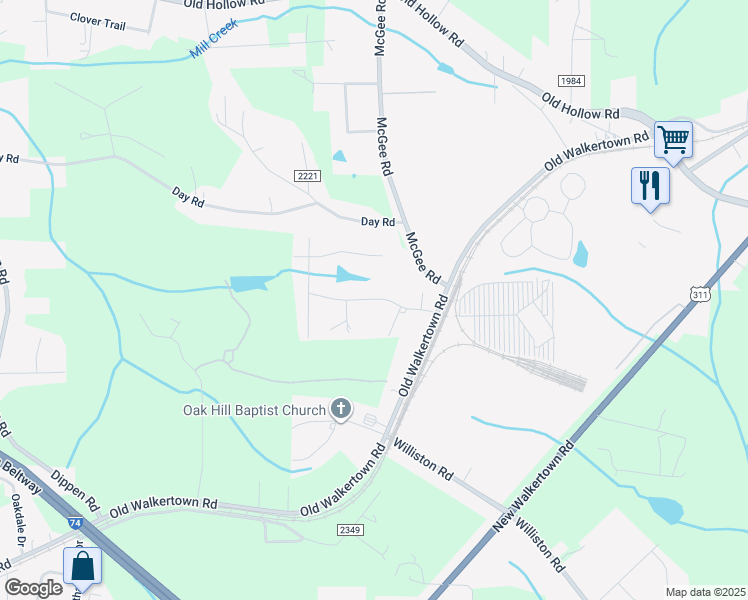 map of restaurants, bars, coffee shops, grocery stores, and more near Talphin Drive in Walkertown