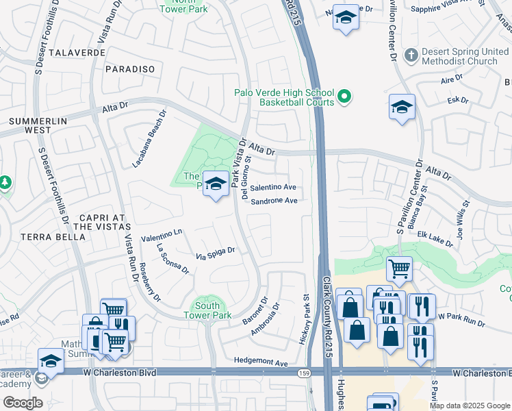 map of restaurants, bars, coffee shops, grocery stores, and more near 11245 Sandrone Avenue in Las Vegas