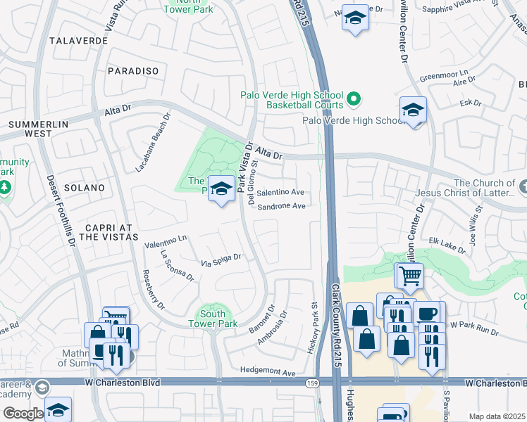 map of restaurants, bars, coffee shops, grocery stores, and more near 11245 Sandrone Avenue in Las Vegas