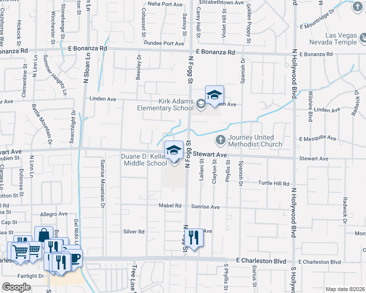 map of restaurants, bars, coffee shops, grocery stores, and more near 465 North Fogg Street in Las Vegas