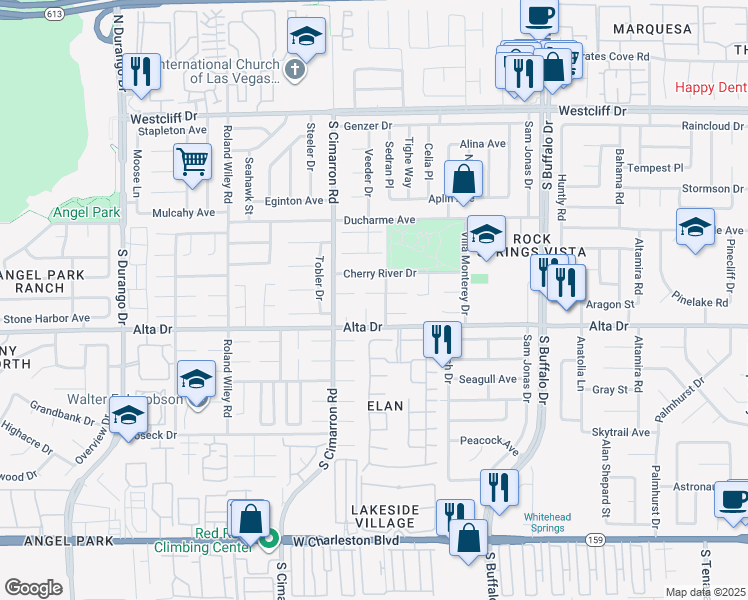 map of restaurants, bars, coffee shops, grocery stores, and more near 7917 Cherry River Drive in Las Vegas