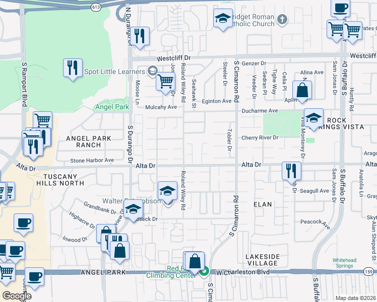 map of restaurants, bars, coffee shops, grocery stores, and more near 8301 Aspenbrook Avenue in Las Vegas