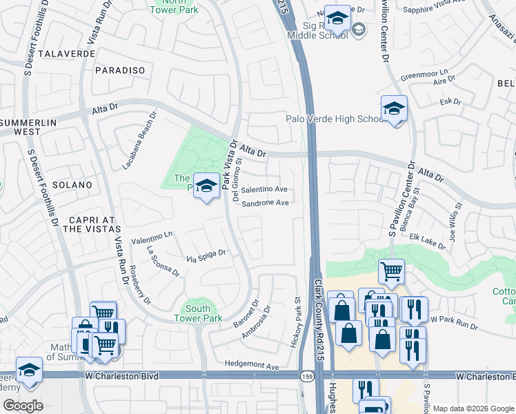 map of restaurants, bars, coffee shops, grocery stores, and more near 11221 Salentino Avenue in Las Vegas