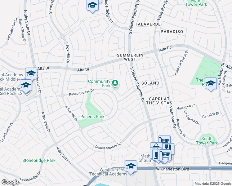 map of restaurants, bars, coffee shops, grocery stores, and more near 610 Puenta Del Rey Street in Las Vegas
