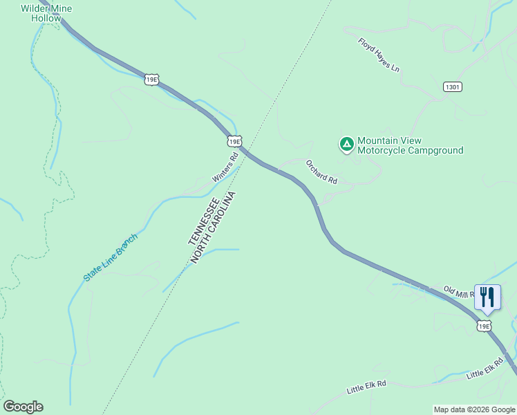 map of restaurants, bars, coffee shops, grocery stores, and more near 8979 North US Highway 19e in Elk Park
