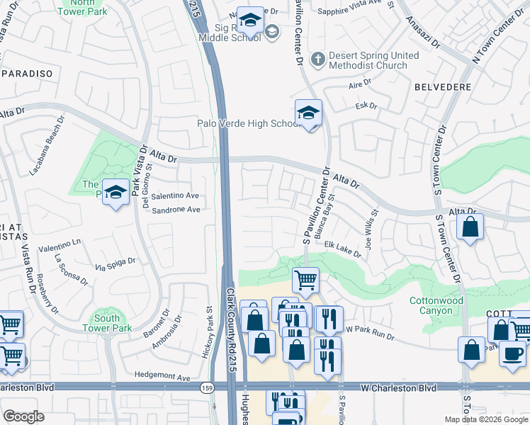 map of restaurants, bars, coffee shops, grocery stores, and more near 11004 Mount Royal Avenue in Las Vegas