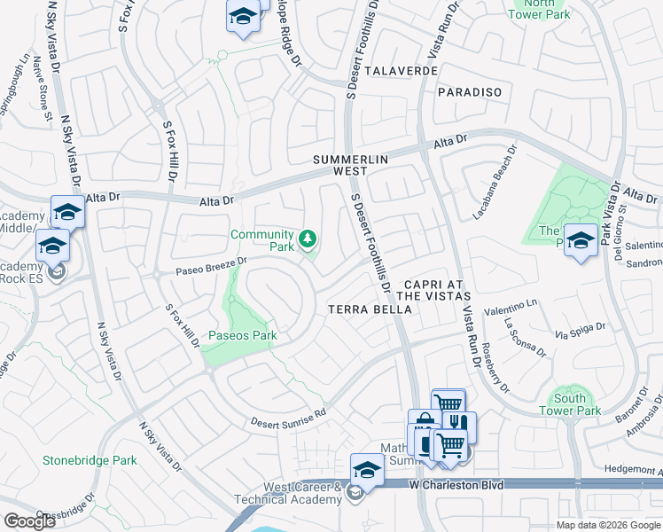 map of restaurants, bars, coffee shops, grocery stores, and more near 621 Wandering Violets Way in Las Vegas