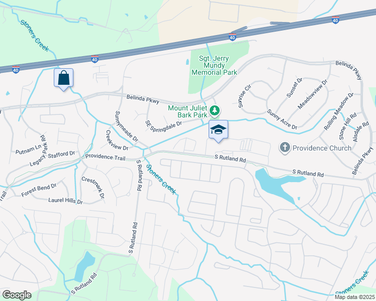 map of restaurants, bars, coffee shops, grocery stores, and more near 227 Killian Way in Mount Juliet