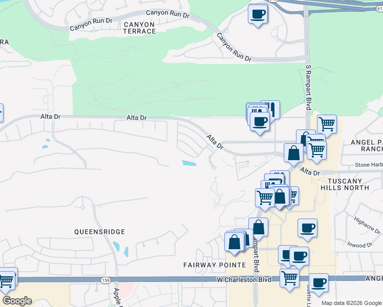 map of restaurants, bars, coffee shops, grocery stores, and more near 9217 Dalmahoy Place in Las Vegas