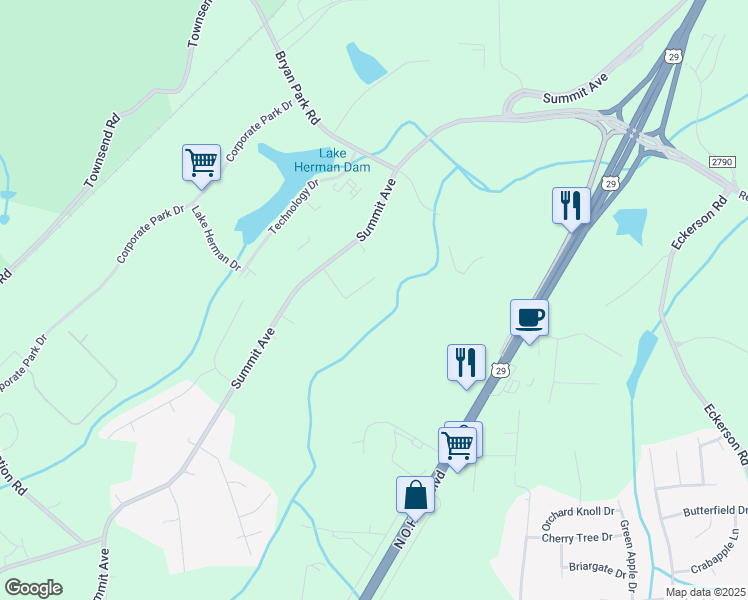 map of restaurants, bars, coffee shops, grocery stores, and more near 3518 Treeview Lane in Browns Summit