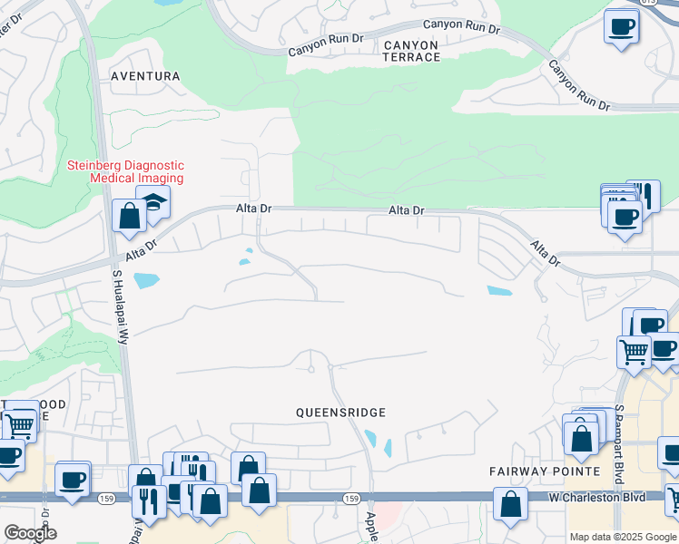 map of restaurants, bars, coffee shops, grocery stores, and more near 9605 Verlaine Court in Las Vegas