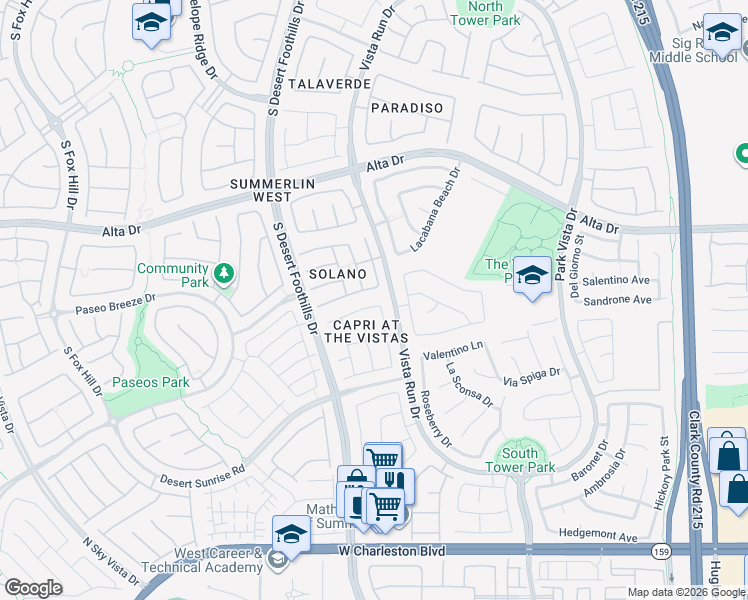 map of restaurants, bars, coffee shops, grocery stores, and more near 11612 Villa Malaparte Avenue in Las Vegas