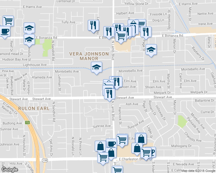 map of restaurants, bars, coffee shops, grocery stores, and more near 409 North Lamb Boulevard in Las Vegas