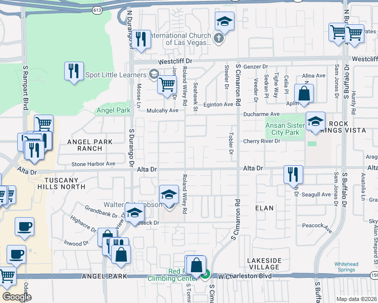 map of restaurants, bars, coffee shops, grocery stores, and more near 8301 Aspenbrook Avenue in Las Vegas