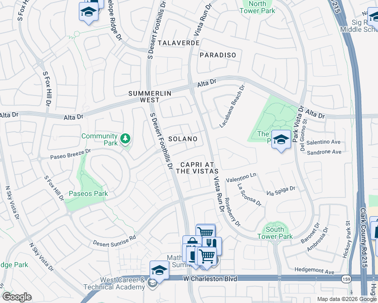 map of restaurants, bars, coffee shops, grocery stores, and more near 616 Tecate Valley Street in Las Vegas