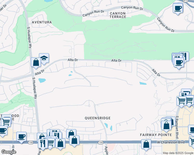 map of restaurants, bars, coffee shops, grocery stores, and more near 9605 Verlaine Court in Las Vegas