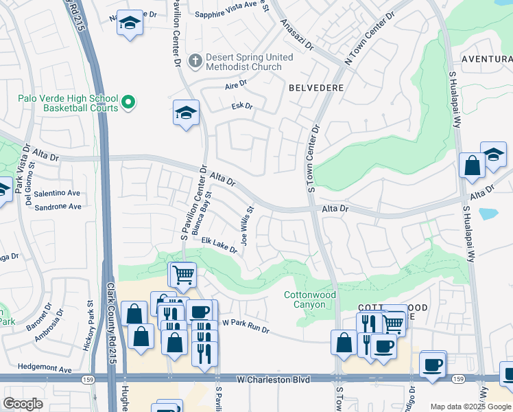 map of restaurants, bars, coffee shops, grocery stores, and more near 500 Joe Willis Street in Las Vegas