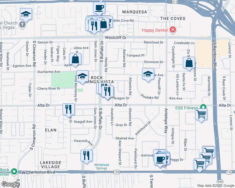map of restaurants, bars, coffee shops, grocery stores, and more near 408 Brighton Road in Las Vegas