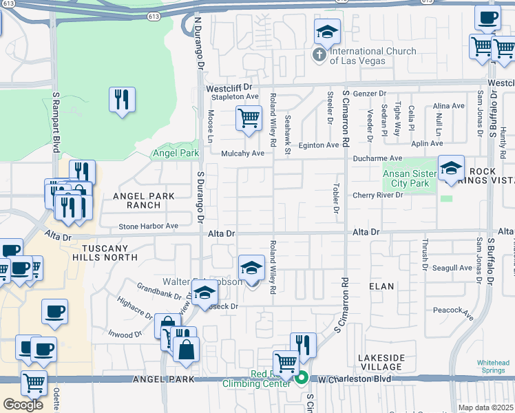 map of restaurants, bars, coffee shops, grocery stores, and more near 8320 Vantare Court in Las Vegas