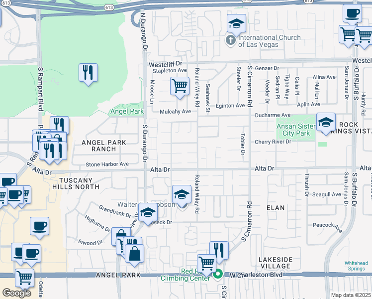 map of restaurants, bars, coffee shops, grocery stores, and more near 8320 Vantare Court in Las Vegas