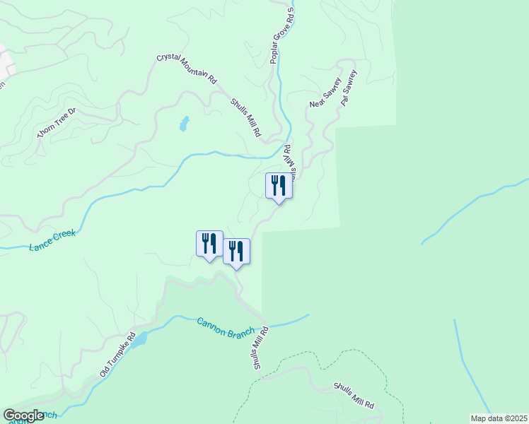 map of restaurants, bars, coffee shops, grocery stores, and more near 3005 Shulls Mill Road in Boone