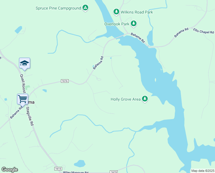 map of restaurants, bars, coffee shops, grocery stores, and more near 19 Shackleford Drive in Bahama