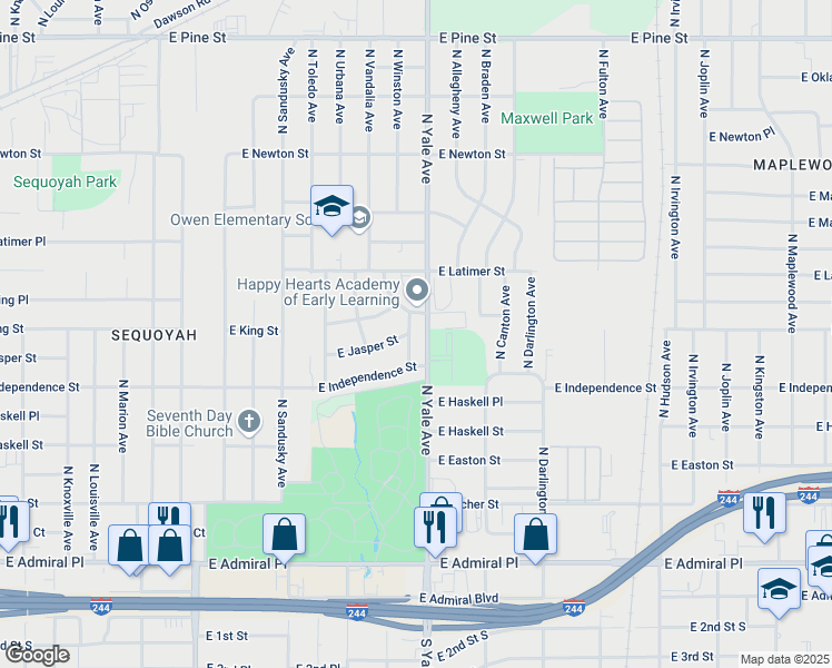 map of restaurants, bars, coffee shops, grocery stores, and more near 903 North Winston Avenue in Tulsa