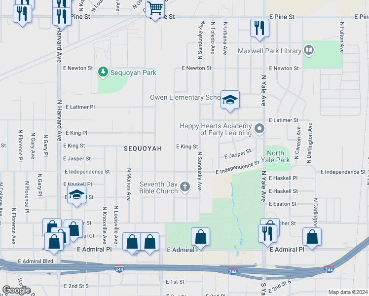 map of restaurants, bars, coffee shops, grocery stores, and more near 848 North Richmond Avenue in Tulsa