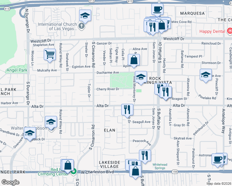map of restaurants, bars, coffee shops, grocery stores, and more near in Las Vegas