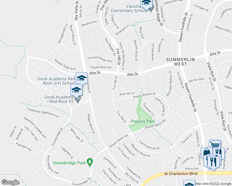 map of restaurants, bars, coffee shops, grocery stores, and more near 611 Green Sage Way in Las Vegas