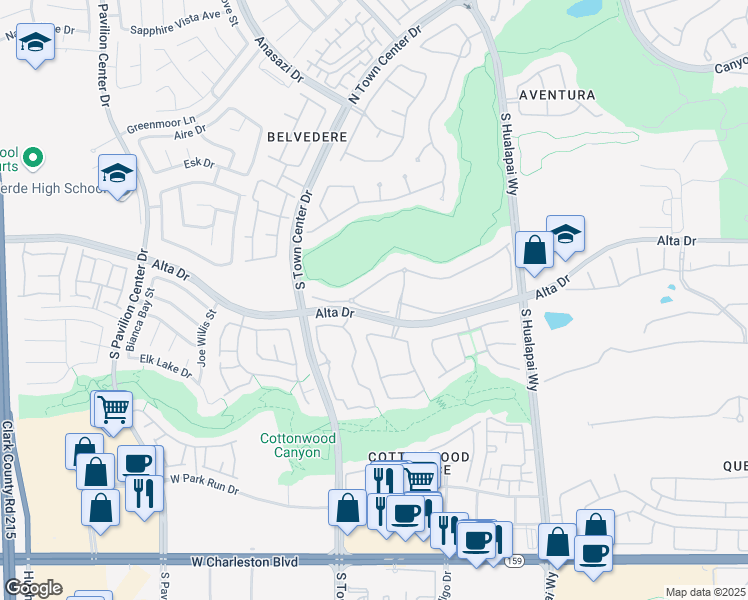 map of restaurants, bars, coffee shops, grocery stores, and more near 10316 Rocky Mesa Court in Las Vegas