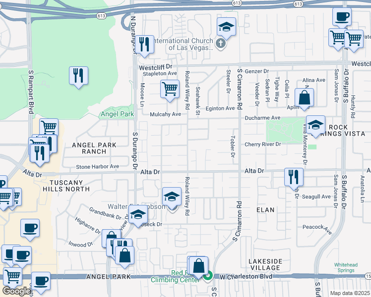 map of restaurants, bars, coffee shops, grocery stores, and more near 8301 Aspenbrook Avenue in Las Vegas
