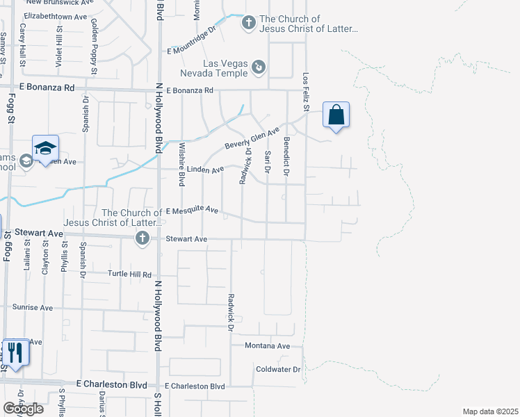 map of restaurants, bars, coffee shops, grocery stores, and more near 485 Sari Drive in Las Vegas