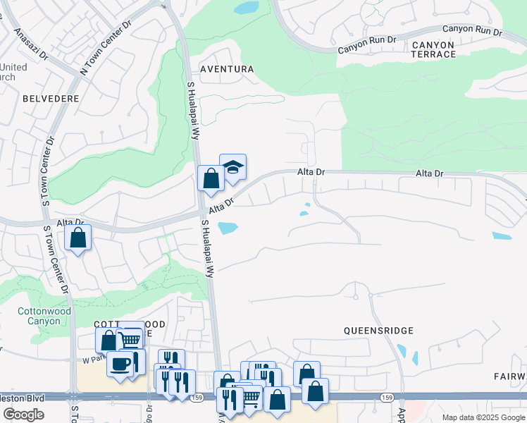 map of restaurants, bars, coffee shops, grocery stores, and more near 9805 Queen Charlotte Drive in Las Vegas