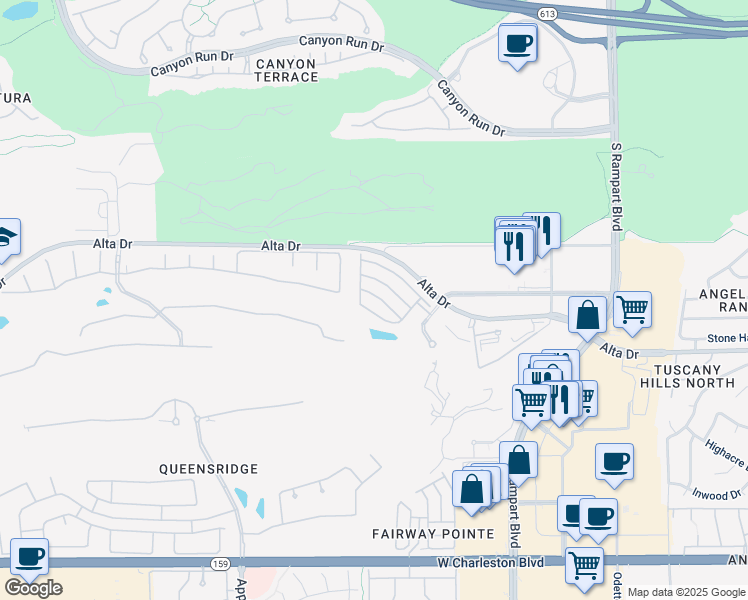 map of restaurants, bars, coffee shops, grocery stores, and more near 9217 Dalmahoy Place in Las Vegas