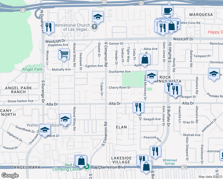 map of restaurants, bars, coffee shops, grocery stores, and more near 7917 Cherry River Drive in Las Vegas