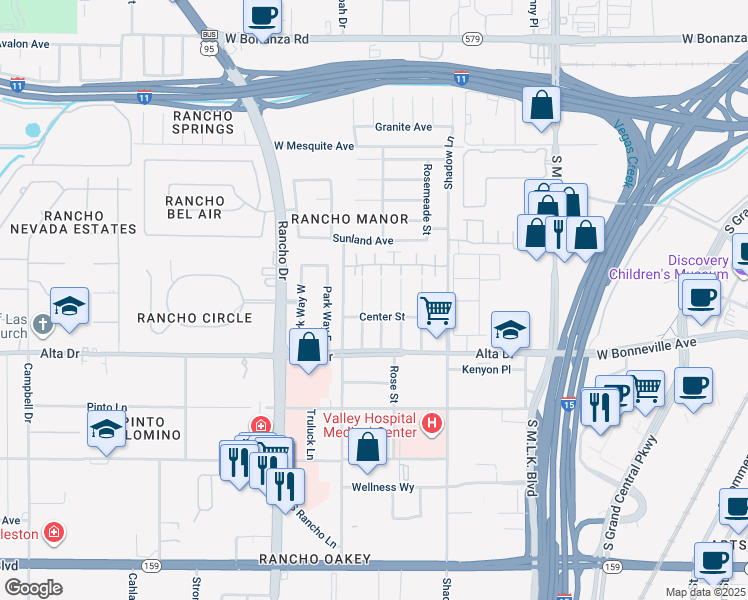 map of restaurants, bars, coffee shops, grocery stores, and more near 326 Arnold Street in Las Vegas