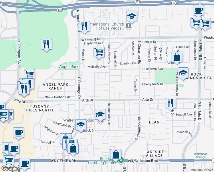 map of restaurants, bars, coffee shops, grocery stores, and more near 8301 Aspenbrook Avenue in Las Vegas