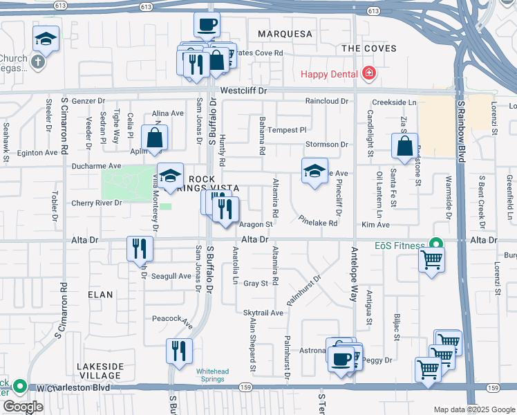 map of restaurants, bars, coffee shops, grocery stores, and more near 408 Brighton Road in Las Vegas